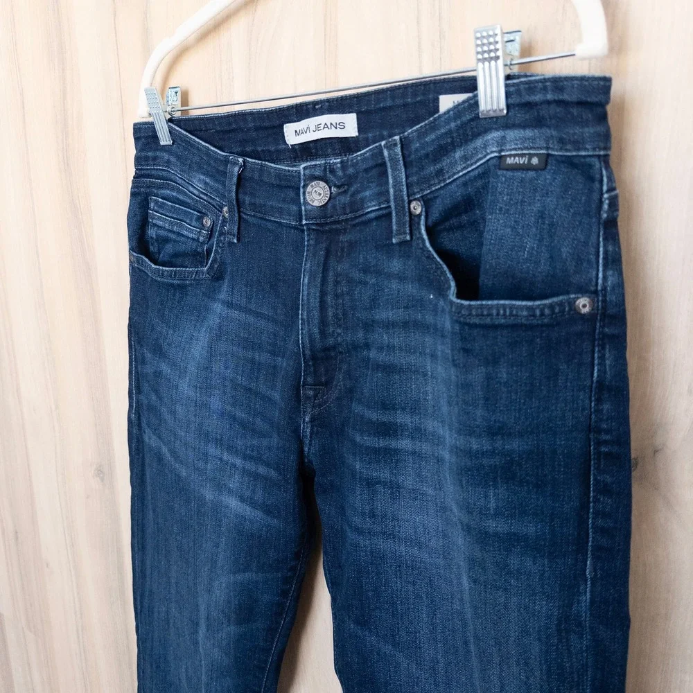Mavi Mens Marcus Slim Straight Leg Jeans Size 34 Dark Wash Denim Classic Fit